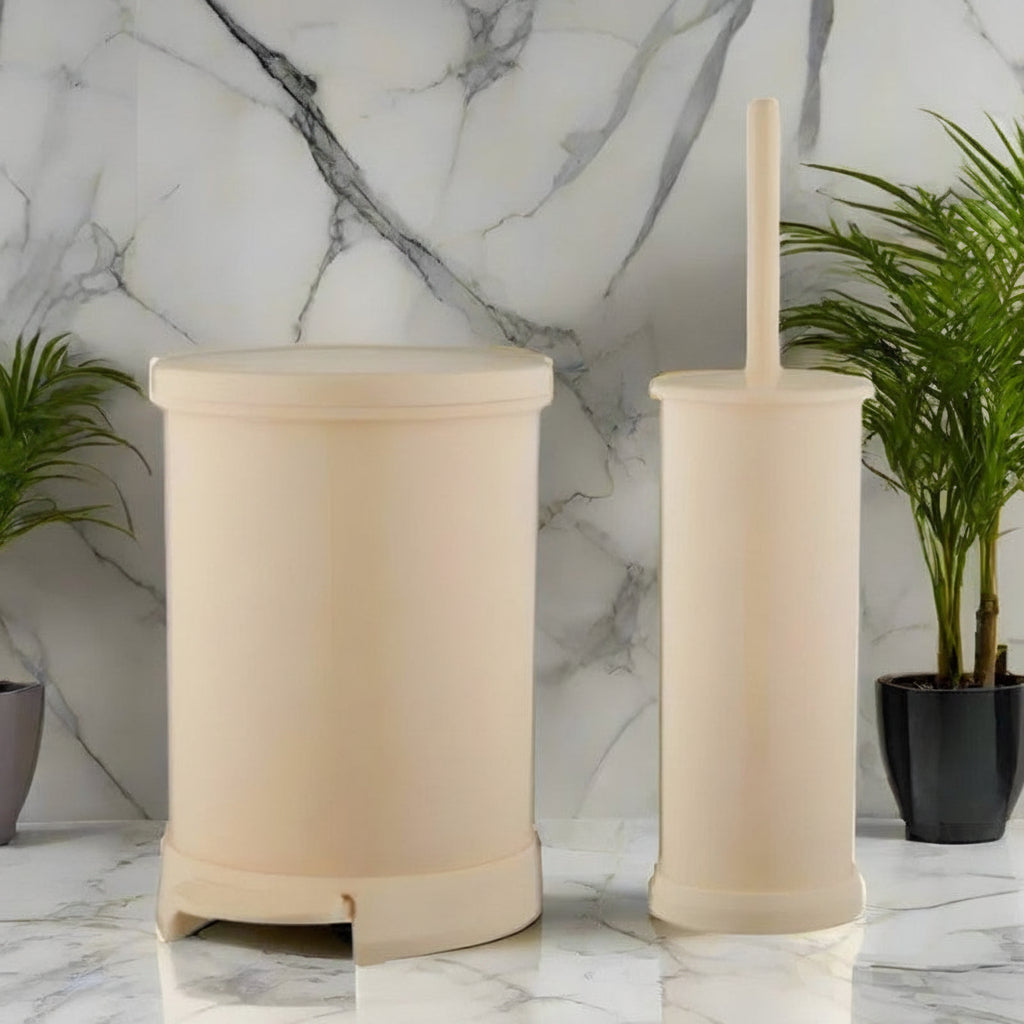 2 Piece Dustbin with Brush Set