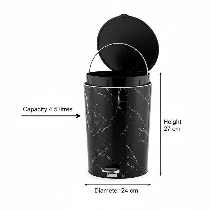 Marble Print Dustbin and Brush Set